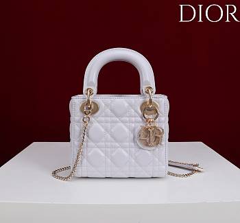 Okify Dior Lady Bag With Diamond Buckle In White 17x15x7cm