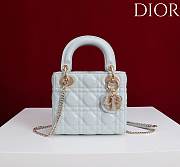 Okify Dior Lady Bag With Diamond Buckle In Light Blue 17x15x7cm - 1