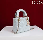 Okify Dior Lady Bag With Diamond Buckle In Light Blue 17x15x7cm - 6