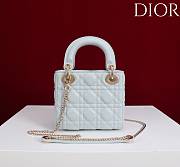 Okify Dior Lady Bag With Diamond Buckle In Light Blue 17x15x7cm - 3