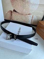 Okify YSL Black Smooth Leather Belt With Silver Hardware 2cm  - 1
