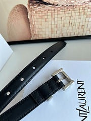 Okify YSL Black Smooth Leather Belt With Silver Hardware 2cm  - 5