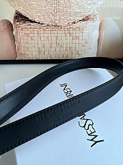 Okify YSL Black Smooth Leather Belt With Silver Hardware 2cm  - 3