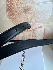 Okify YSL Black Smooth Leather Belt With Silver Hardware 2cm  - 4