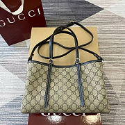 Okify Gucci Emblem Medium Tote Bag In Black And Brown 31x18x11cm - 6