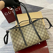 Okify Gucci Emblem Medium Tote Bag In Black And Brown 31x18x11cm - 5