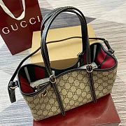 Okify Gucci Emblem Medium Tote Bag In Black And Brown 31x18x11cm - 4