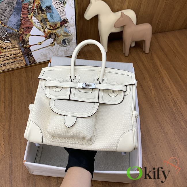 Okify Hermes Birkin Cargo Bag 25cm In White - 1
