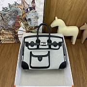 Okify Hermes Birkin Cargo Bag 25cm In White And Black - 1