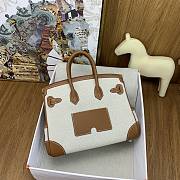 Okify Hermes Birkin Cargo Bag 25cm In White And Brown  - 3