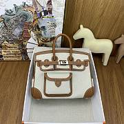 Okify Hermes Birkin Cargo Bag 25cm In White And Brown  - 1