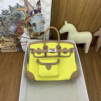 Okify Hermes Birkin Cargo Bag 25cm In Yellow And Brown