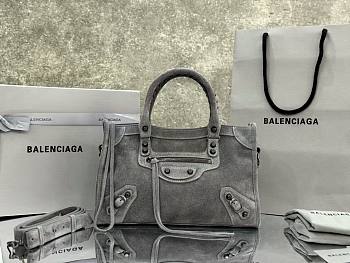 Okify Balenciaga Medium Le City Bag In Gray Suede 30x20x10cm
