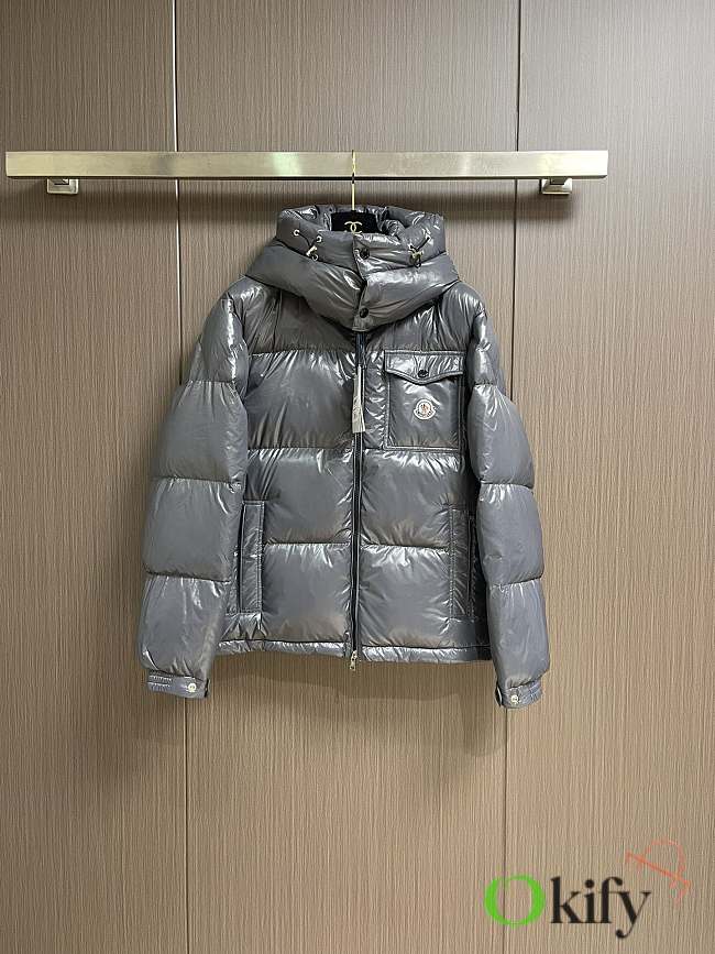 Okify Moncler Montbeliard Gray Hooded Down Jacket - 1