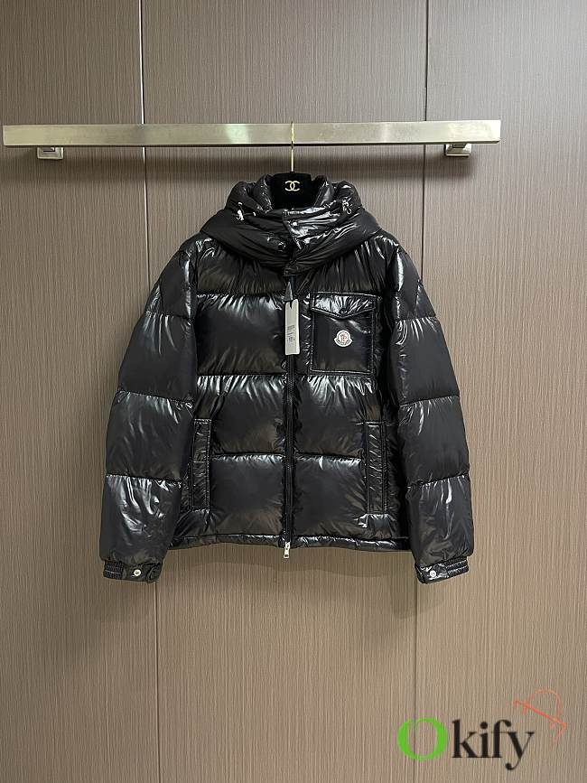 Okify Moncler Montbeliard Black Hooded Down Jacket - 1