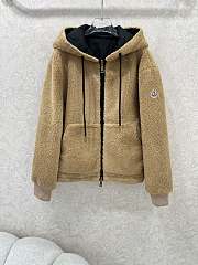 Okify Moncler Beige And Black Reversible Hooded Lambskin Jacket - 1