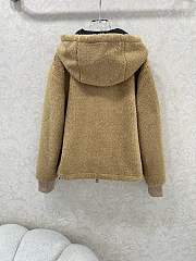 Okify Moncler Beige And Black Reversible Hooded Lambskin Jacket - 5