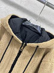 Okify Moncler Beige And Black Reversible Hooded Lambskin Jacket - 6