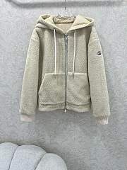 Okify Moncler White Reversible Hooded Lambskin Jacket - 1