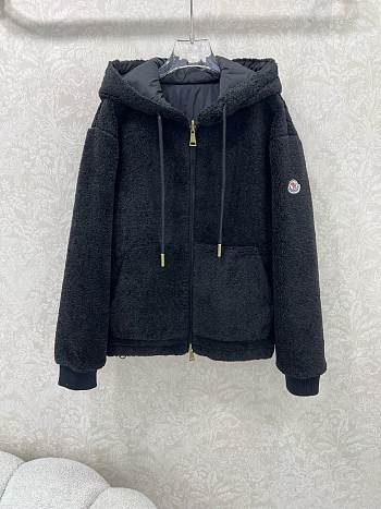 Okify Moncler Black Reversible Hooded Lambskin Jacket