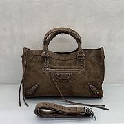 Okify Balenciaga Medium Le City Bag In Dark Brown Suede 38x24x15cm - 1