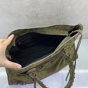 Okify Balenciaga Medium Le City Bag In Dark Green Suede 38x24x15cm - 5