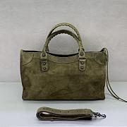 Okify Balenciaga Medium Le City Bag In Dark Green Suede 38x24x15cm - 4