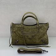 Okify Balenciaga Medium Le City Bag In Dark Green Suede 38x24x15cm - 1