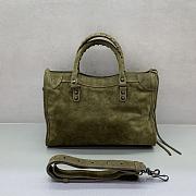 Okify Balenciaga Small Le City Bag In Dark Green Suede 30x13x20cm - 4