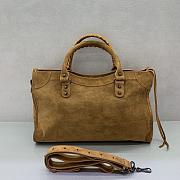 Okify Balenciaga Medium Le City Bag In Brown Suede 38x24x15cm - 4