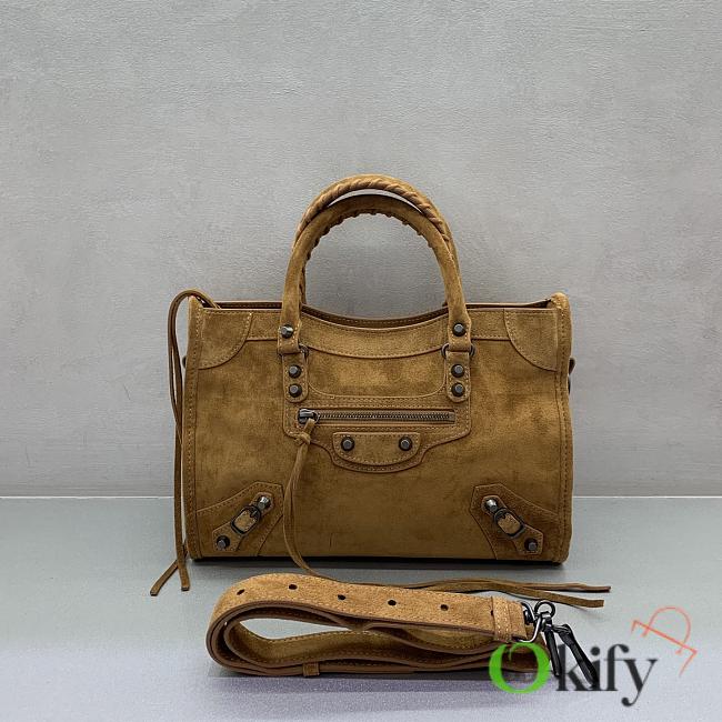 Okify Balenciaga Small Le City Bag In Brown Suede 30x13x20cm - 1