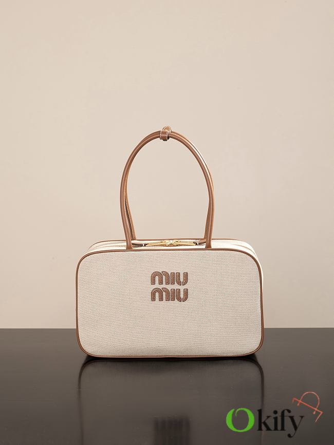 Okify MiuMiu Beau Large Canvas And Leather Bag 34x20x10cm - 1