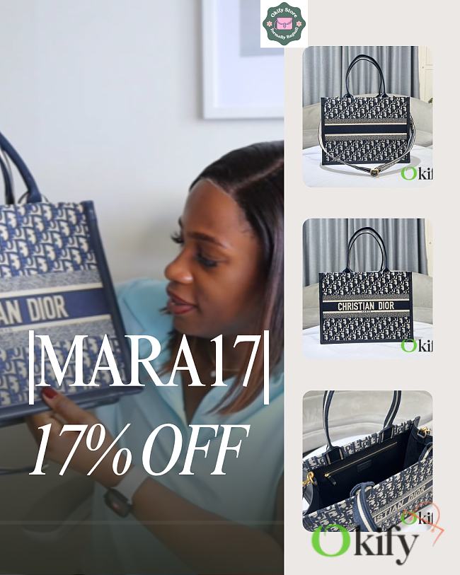 Okify Dior Medium Book Tote Oblique Embroidery Bag 36x27.5x16.5cm - 1