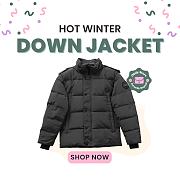 Okify Canada Goose Black Hooded Down Jacket Unisex  - 1