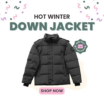 Okify Canada Goose Black Hooded Down Jacket Unisex 