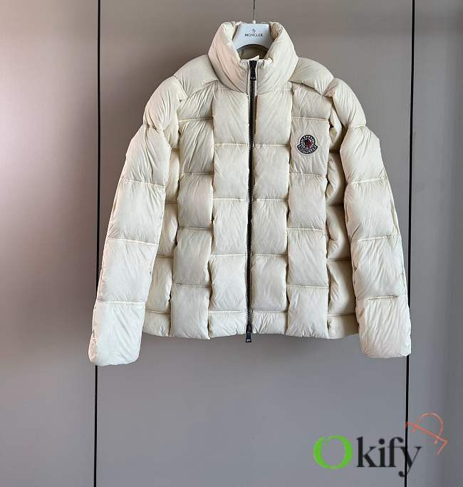 Okify Moncler White Zippered Down Jacket Unisex - 1