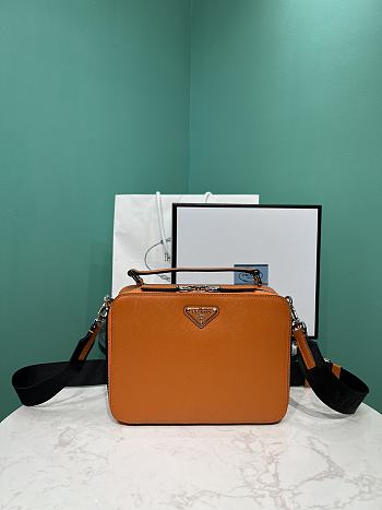 Okify Prada Brique Medium Saffiano Leather Bag In Dark Orange 2VH069 22x16x6cm