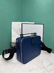 Okify Prada Brique Medium Saffiano Leather Bag In Dark Blue 2VH069 22x16x6cm - 4
