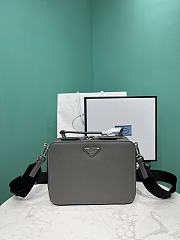 Okify Prada Brique Medium Saffiano Leather Bag In Gray 2VH069 22x16x6cm - 1
