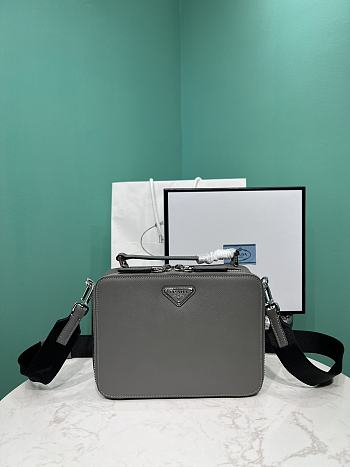 Okify Prada Brique Medium Saffiano Leather Bag In Gray 2VH069 22x16x6cm