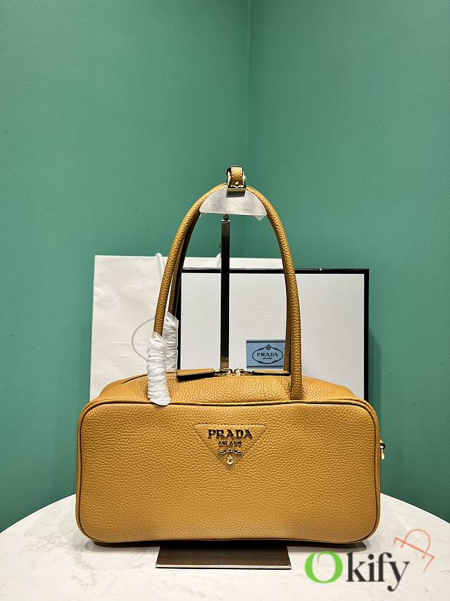 Okify Prada Medium Leather Top Handle Bag In Yellow 1BB126 29x14x8.5cm - 1