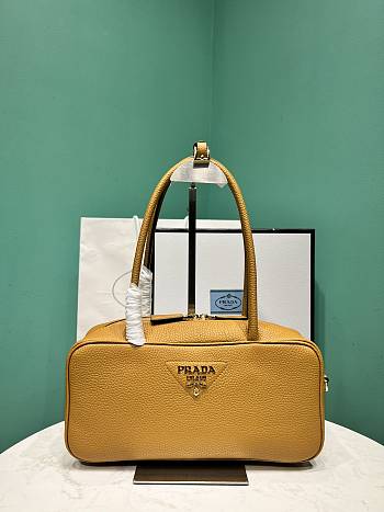 Okify Prada Medium Leather Top Handle Bag In Yellow 1BB126 29x14x8.5cm