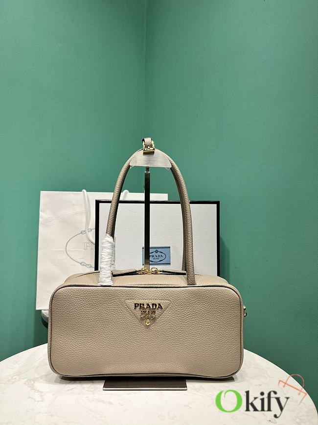Okify Prada Medium Leather Top Handle Bag In Beige 1BB126 29x14x8.5cm - 1