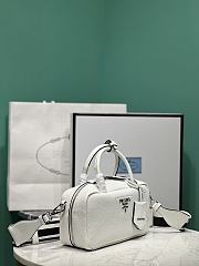 Okify Prada Leather Top Handle Bag In White 1BB102 24x12x8.5cm - 5