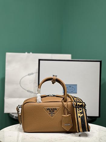 Okify Prada Leather Top Handle Bag In Brown 1BB102 24x12x8.5cm