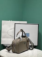 Okify Prada Leather Top Handle Bag In Gray 1BB102 24x12x8.5cm - 5