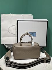 Okify Prada Leather Top Handle Bag In Gray 1BB102 24x12x8.5cm - 6