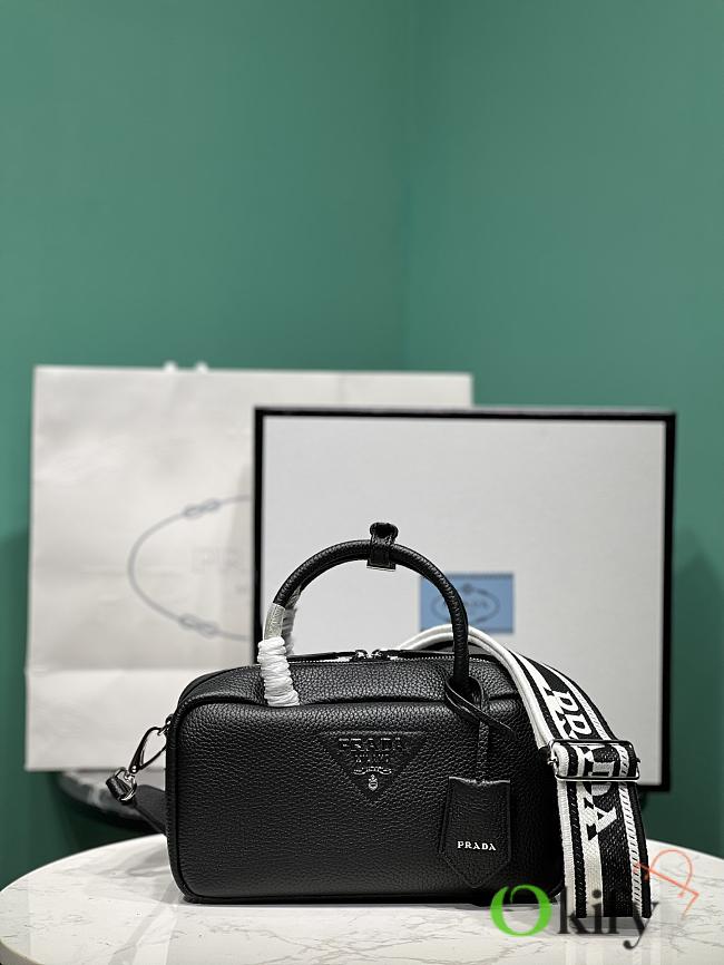 Okify Prada Leather Top Handle Bag In Black 1BB102 24x12x8.5cm - 1