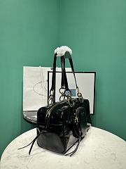 Okify Prada Dangle Medium Leather Top Handle Bag In Black 1BB138 30x14x13.5cm - 3