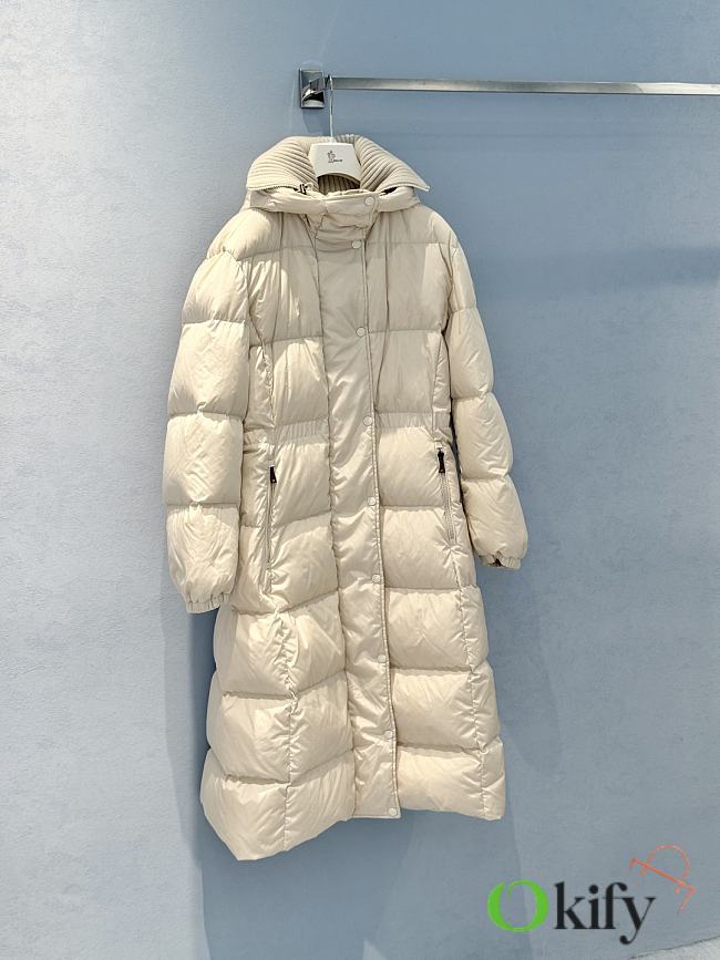 Okify Moncler White Long Down Jacket Unisex - 1